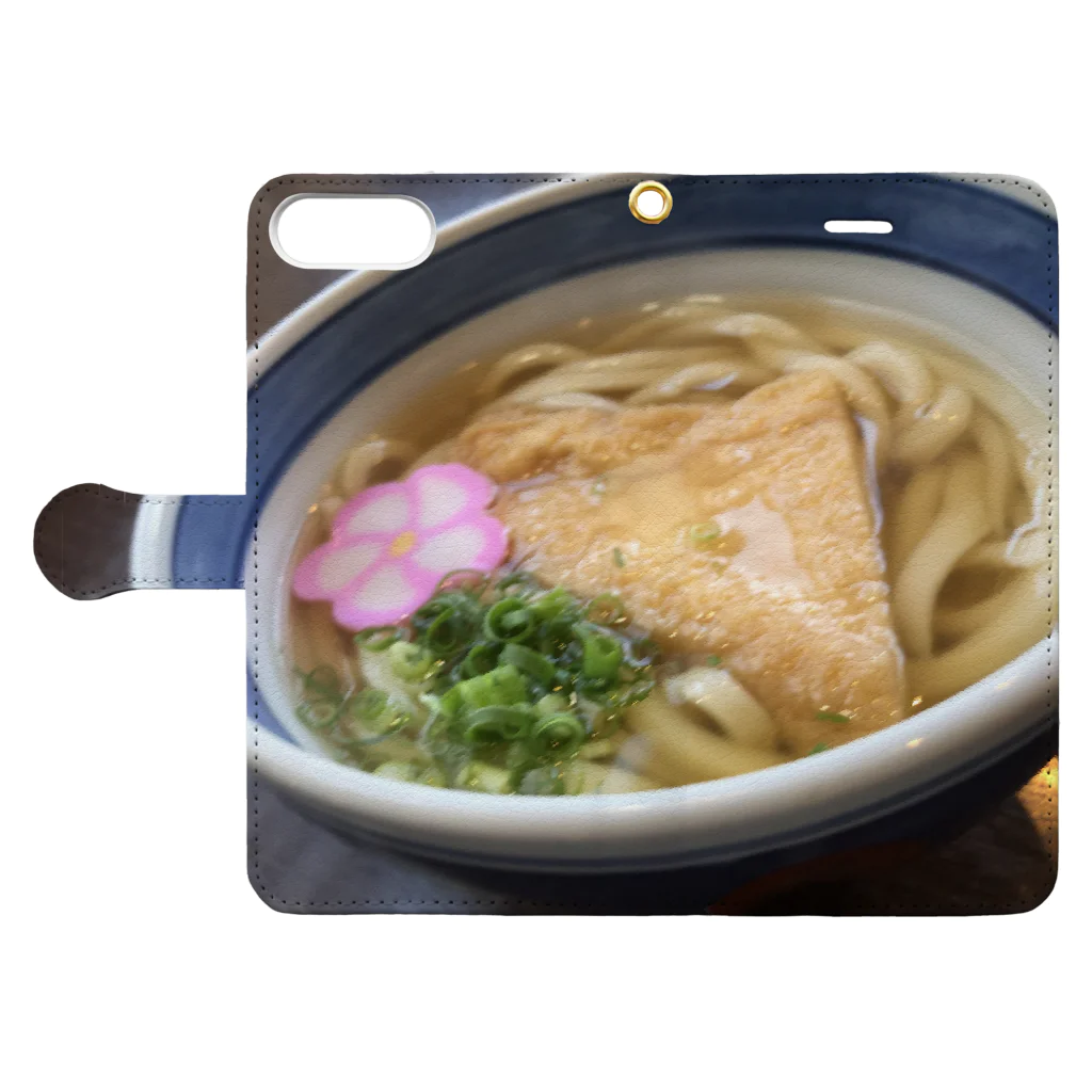 wakakのきつねうどん 手帳型スマホケースを開いた場合(外側)