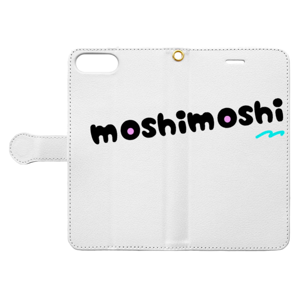 y_06の#色んな言葉(もしもし) Book-Style Smartphone Case:Opened (outside)
