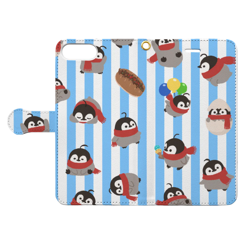 焼きパンショップの焼きペン ストライプ Book-Style Smartphone Case:Opened (outside)