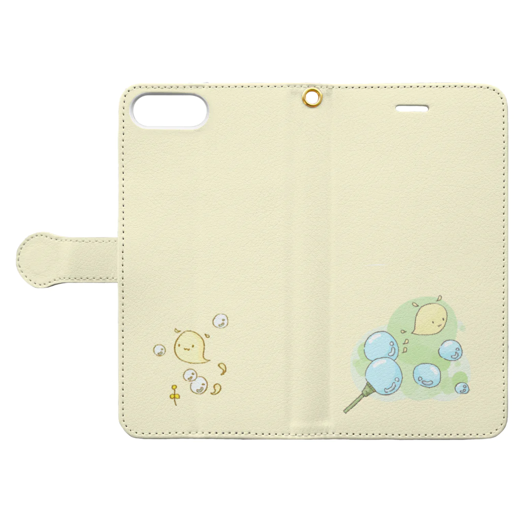 Savon sheep のしゃぼん玉ぷちん Book-Style Smartphone Case:Opened (outside)