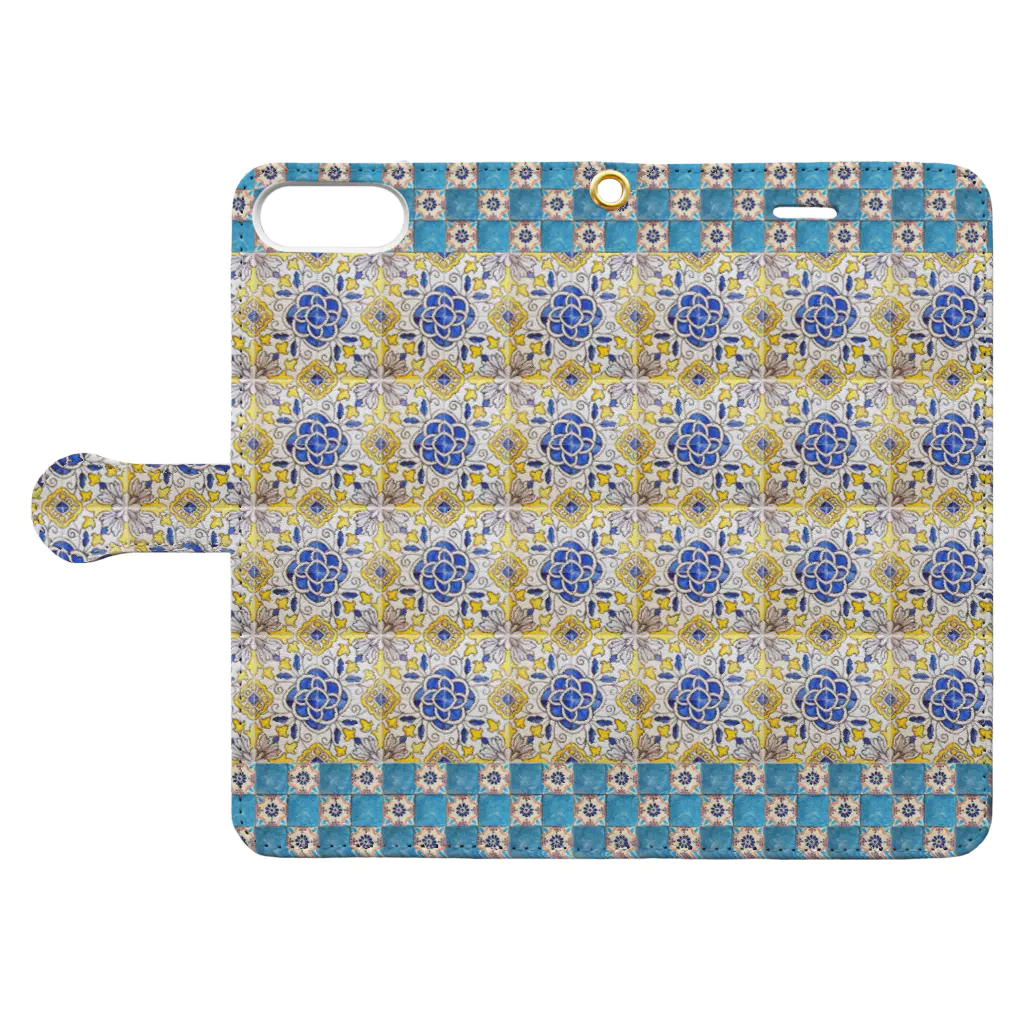 Tile and Lifestyle♤の装飾タイルデザイン♪ Book-Style Smartphone Case:Opened (outside)