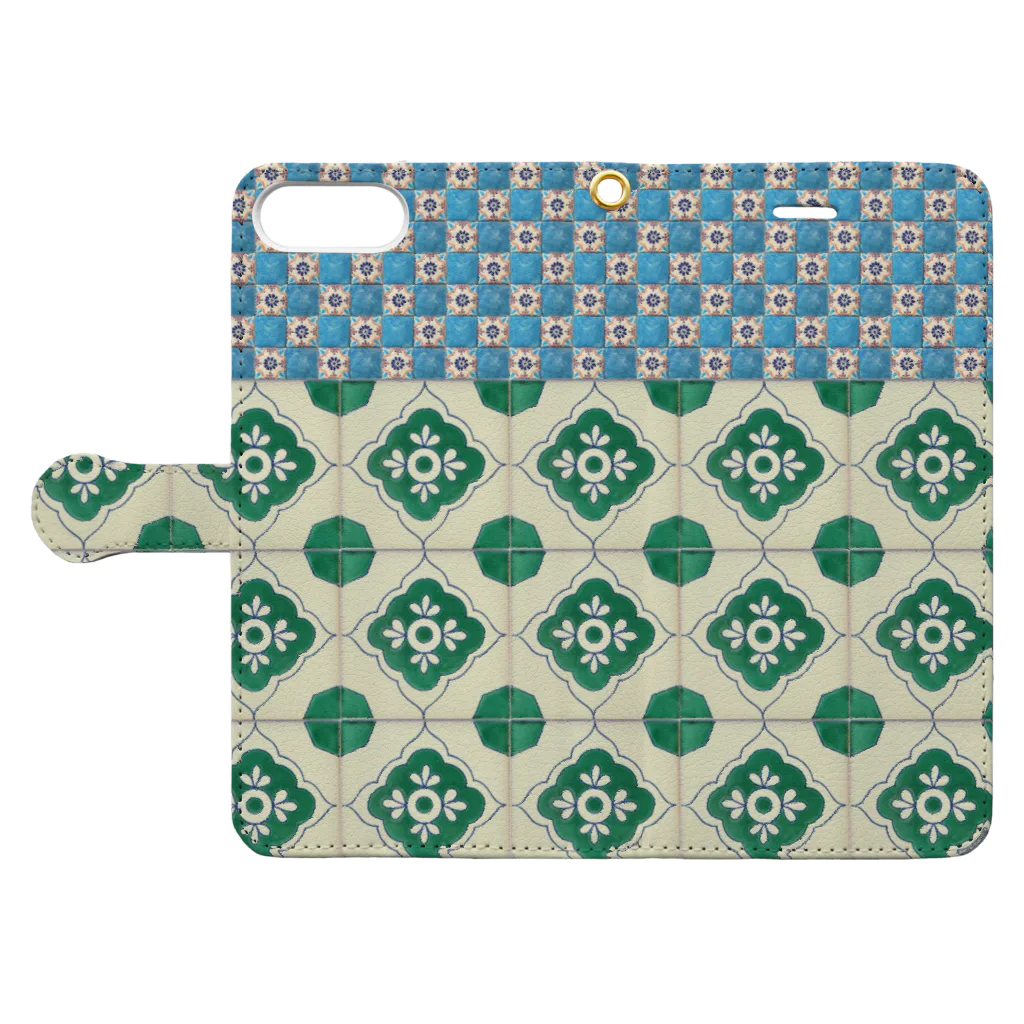 Tile and Lifestyle♤の装飾タイルデザイン②♪ Book-Style Smartphone Case:Opened (outside)