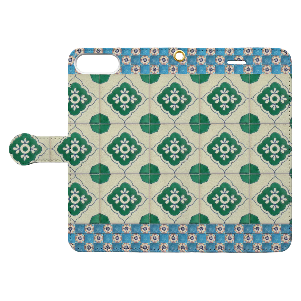Tile and Lifestyle♤の装飾タイルデザイン♪② Book-Style Smartphone Case:Opened (outside)