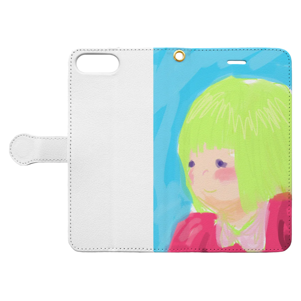 nakosukeの秘密の花園で遊ぶ女の子 Book-Style Smartphone Case:Opened (outside)