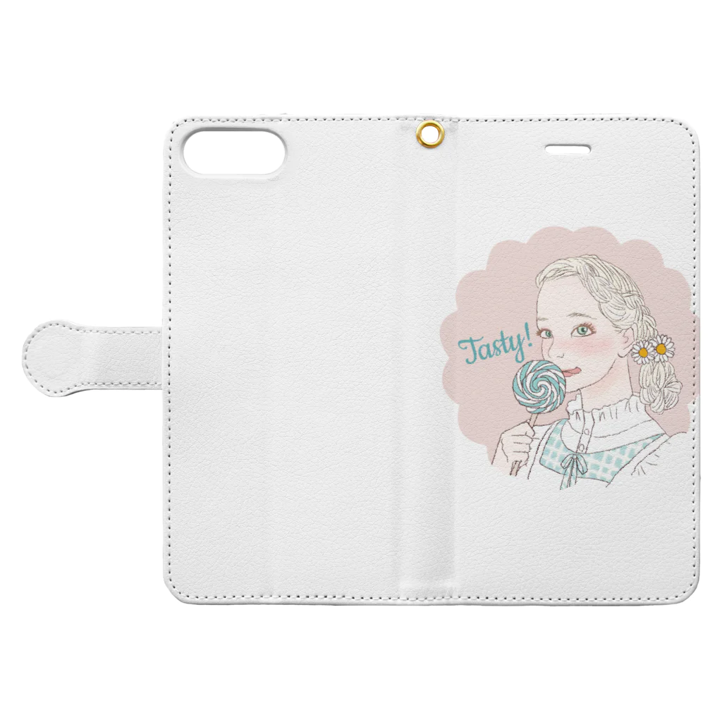 HANA's flower marketのtasty lolipop Book-Style Smartphone Case:Opened (outside)