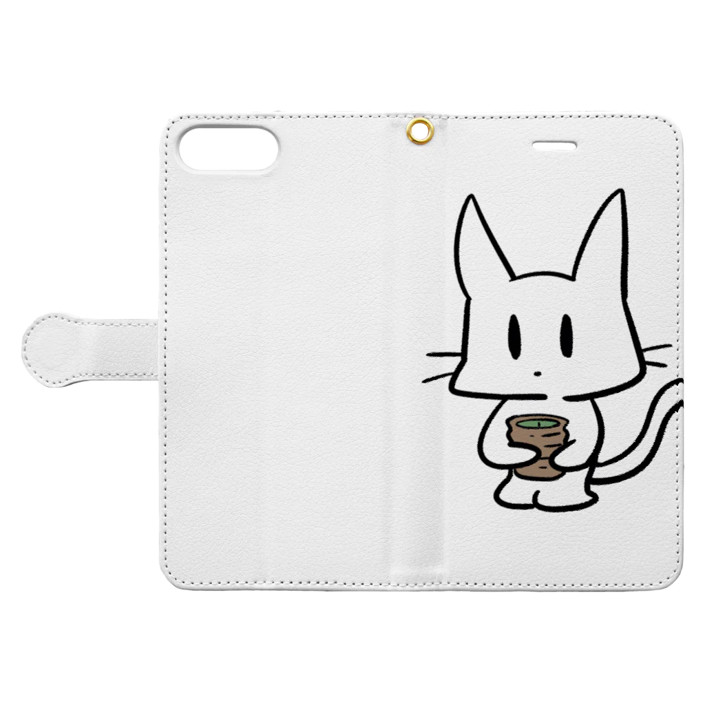 コウの一息にゃんこ Book-Style Smartphone Case:Opened (outside)