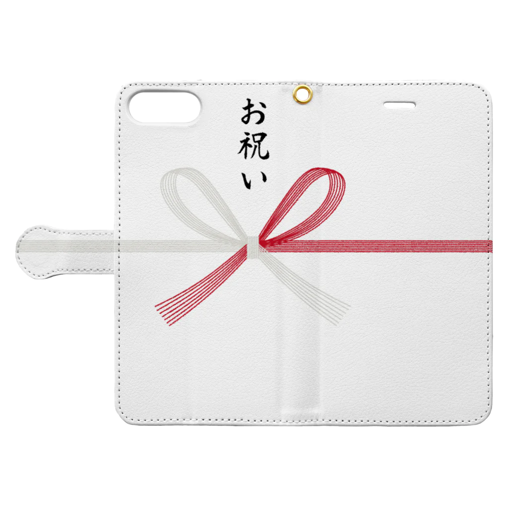 松や SUZURI店のお祝い用デザイン Book-Style Smartphone Case:Opened (outside)