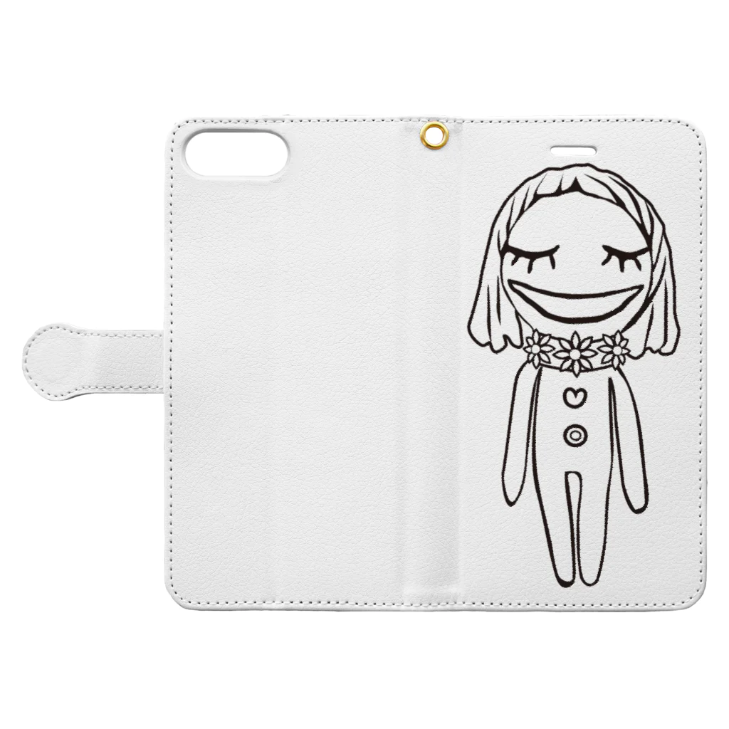 minnanowakuwakuのわく子(人間、女の子) Book-Style Smartphone Case:Opened (outside)