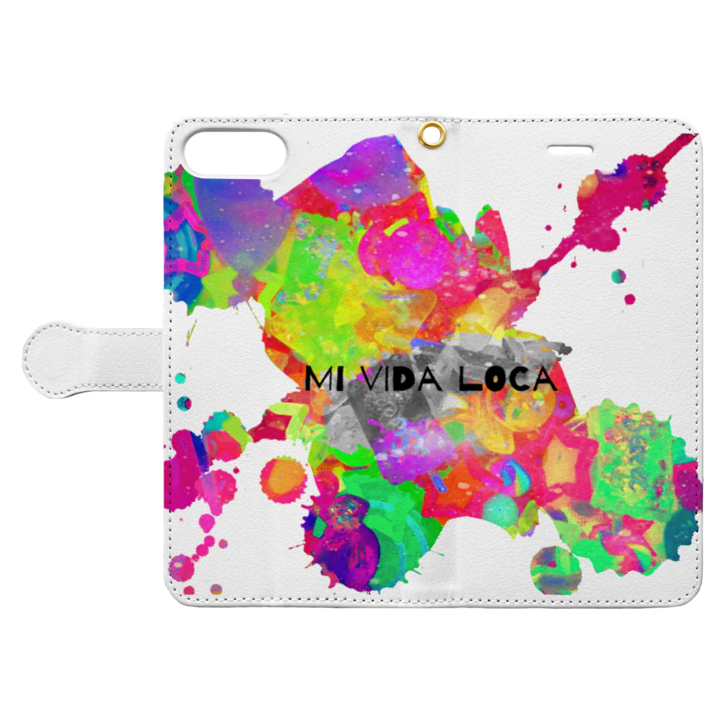 hitsuji-yaのMi Vida Loca 飛沫 Book-Style Smartphone Case:Opened (outside)