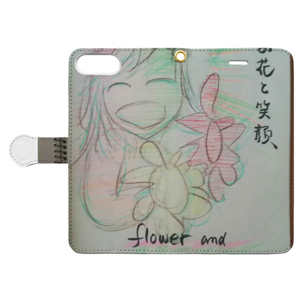 zshopのお花と笑顔のパワー Book-Style Smartphone Case:Opened (outside)