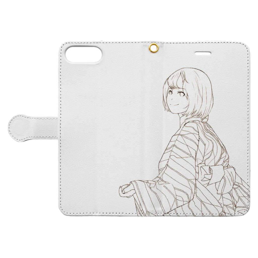 harachan_の和服のあの子 Book-Style Smartphone Case:Opened (outside)