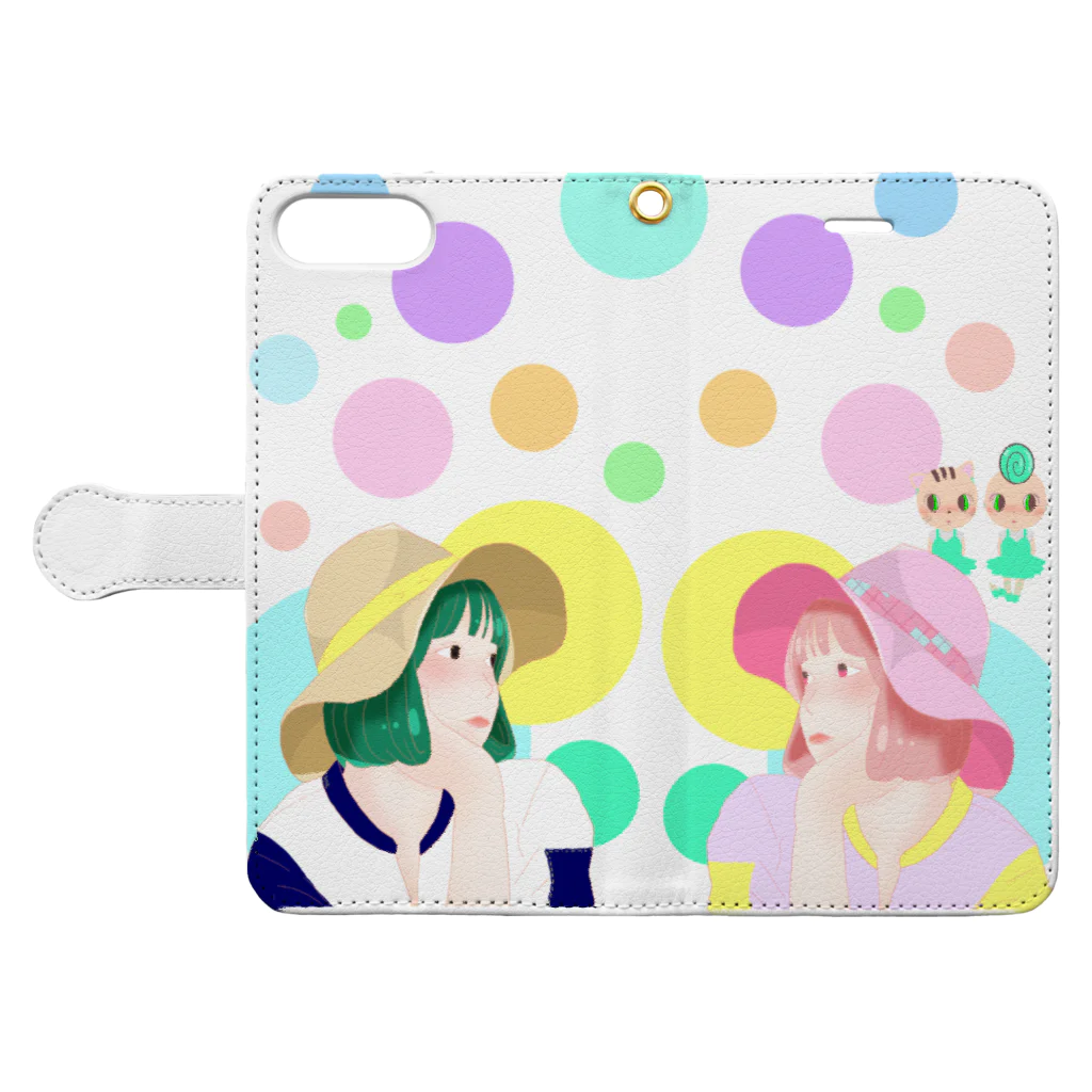 ミドリ ハナ@maro_coの女の子 Book-Style Smartphone Case:Opened (outside)