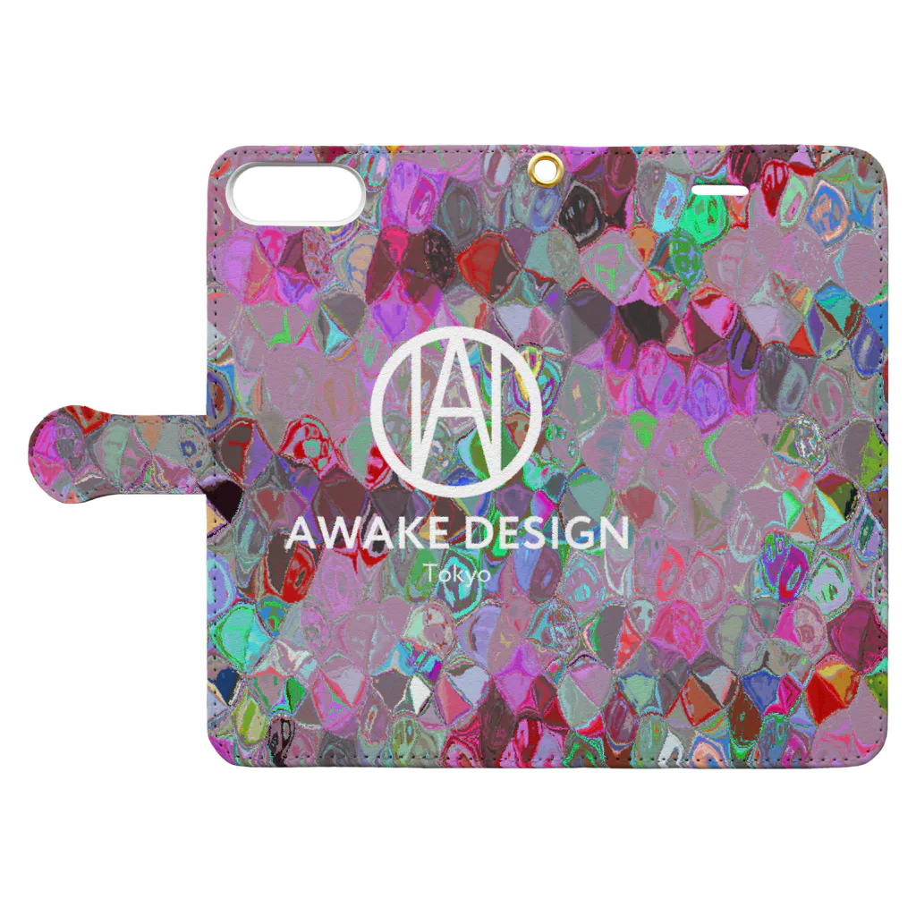 AWAKE_DESIGNのAWAKE モザイクドットカラフルピック Book-Style Smartphone Case:Opened (outside)