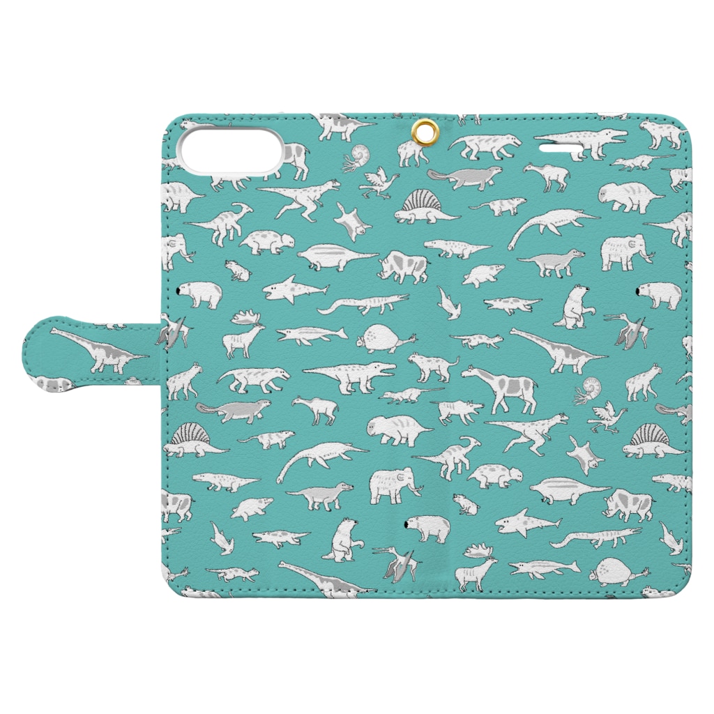 ホリゴメの絶滅した生き物 古生代〜新生代 アオ Book-Style Smartphone Case:Opened (outside)