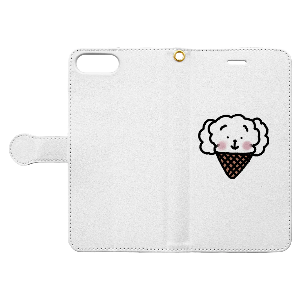 cocomarinのソフトクリーム犬 Book-Style Smartphone Case:Opened (outside)