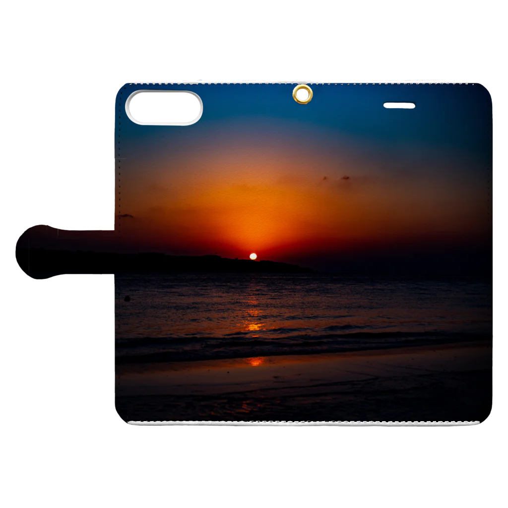 写真のお店の宮古島の夕陽２ Book-Style Smartphone Case:Opened (outside)