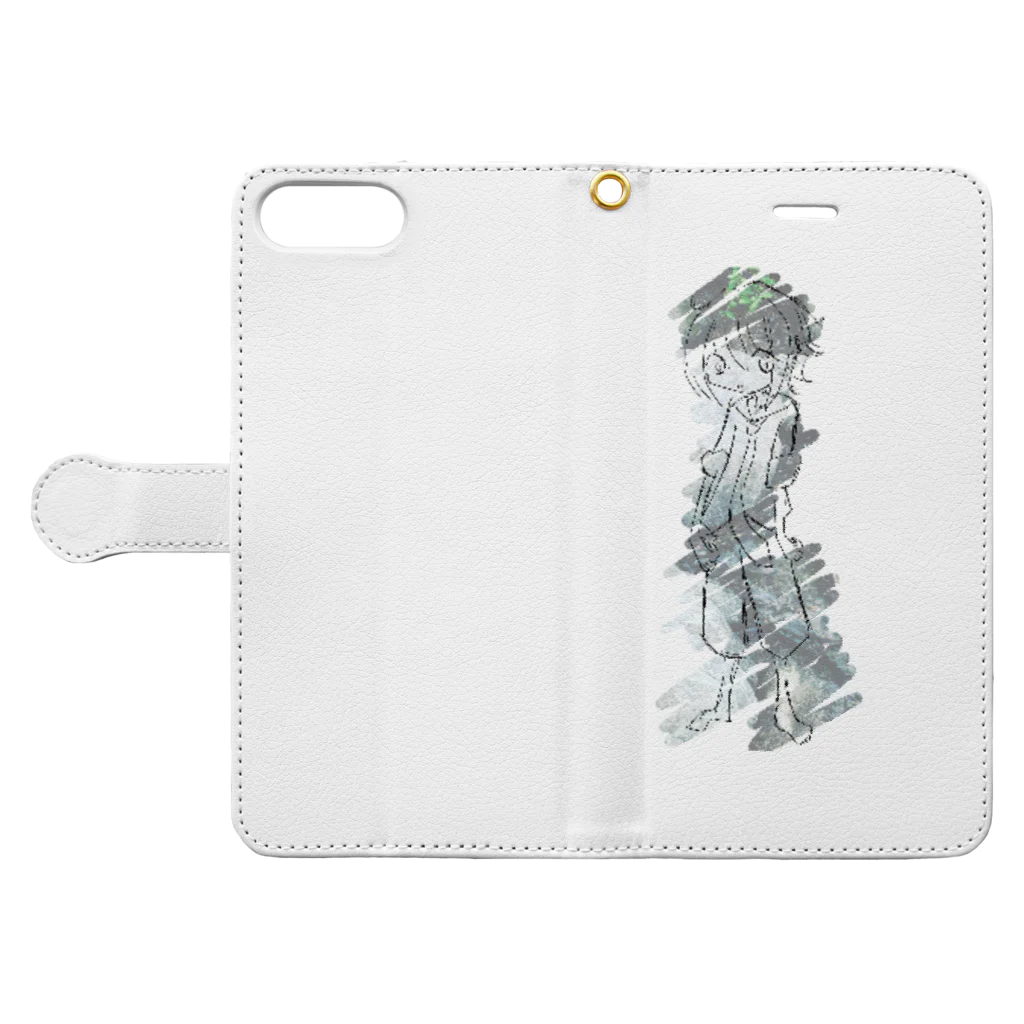 saya_otya0725の川 Book-Style Smartphone Case:Opened (outside)