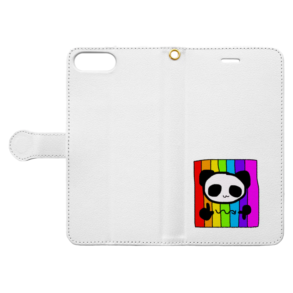 248-nijiya-のLGBT手話パンダ Book-Style Smartphone Case:Opened (outside)