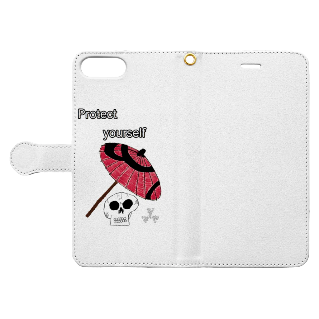 GOD TV MEAT OIL'S brand SUZURI内空中店舗のProtect yourself Book-Style Smartphone Case:Opened (outside)