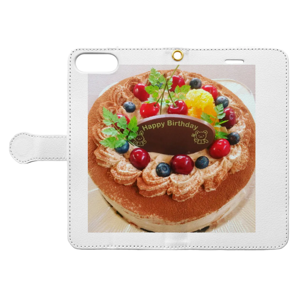 うさぎ堂のバースデーケーキ🎂 Book-Style Smartphone Case:Opened (outside)