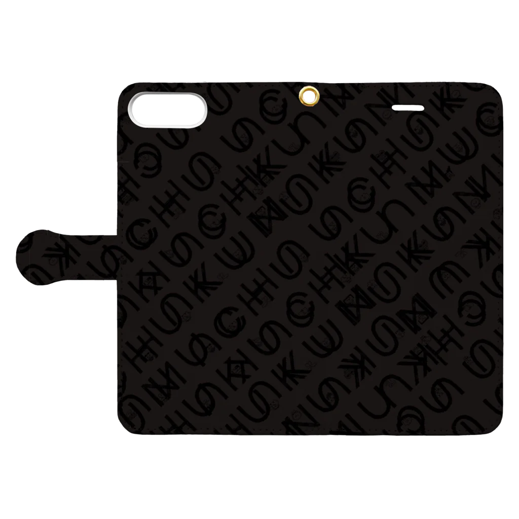 uchukunのuchuFONTblack Book-Style Smartphone Case:Opened (outside)