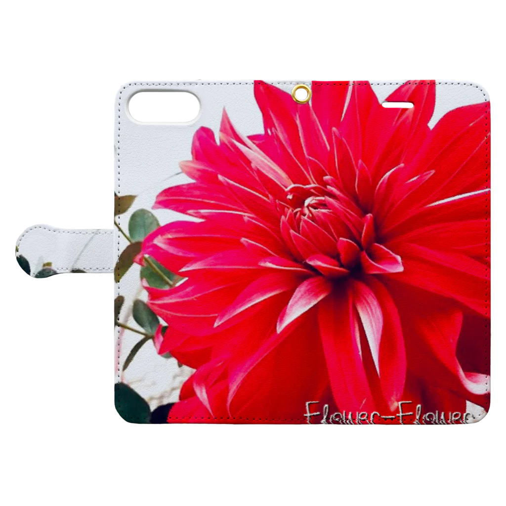 Flower-Flowerのダリア Book-Style Smartphone Case:Opened (outside)