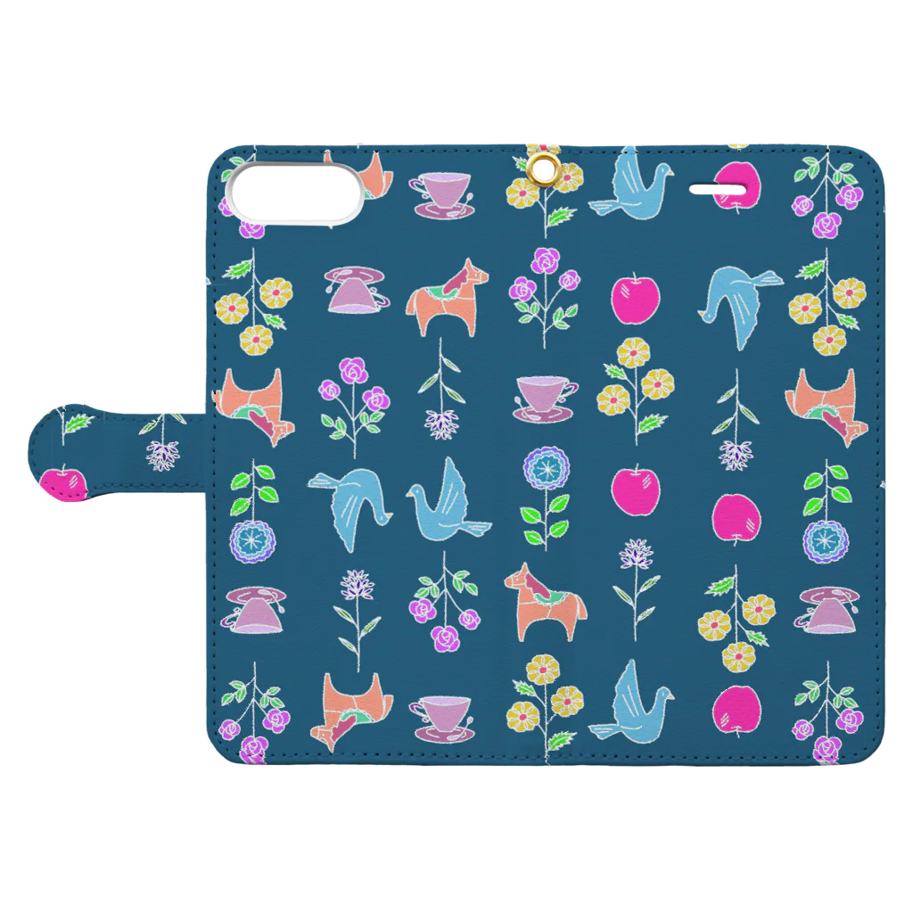 Mixcolor2Marikoの北欧風な雑貨とお花 Book-Style Smartphone Case:Opened (outside)