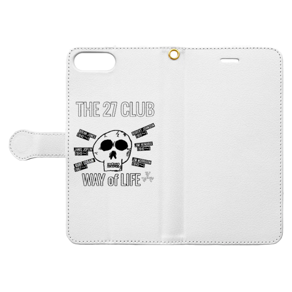 GOD TV MEAT OIL'S brand SUZURI内空中店舗のTHE 21 CLUB『スカル×ロックスター』 手帳型スマホケースを開いた場合(外側)