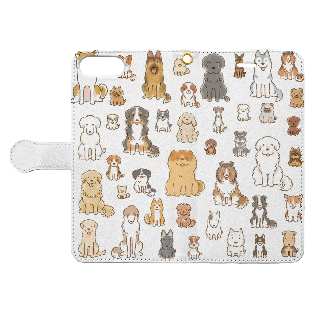 こぐま犬てんすけグッズショップのワンコ大集合 Book-Style Smartphone Case:Opened (outside)