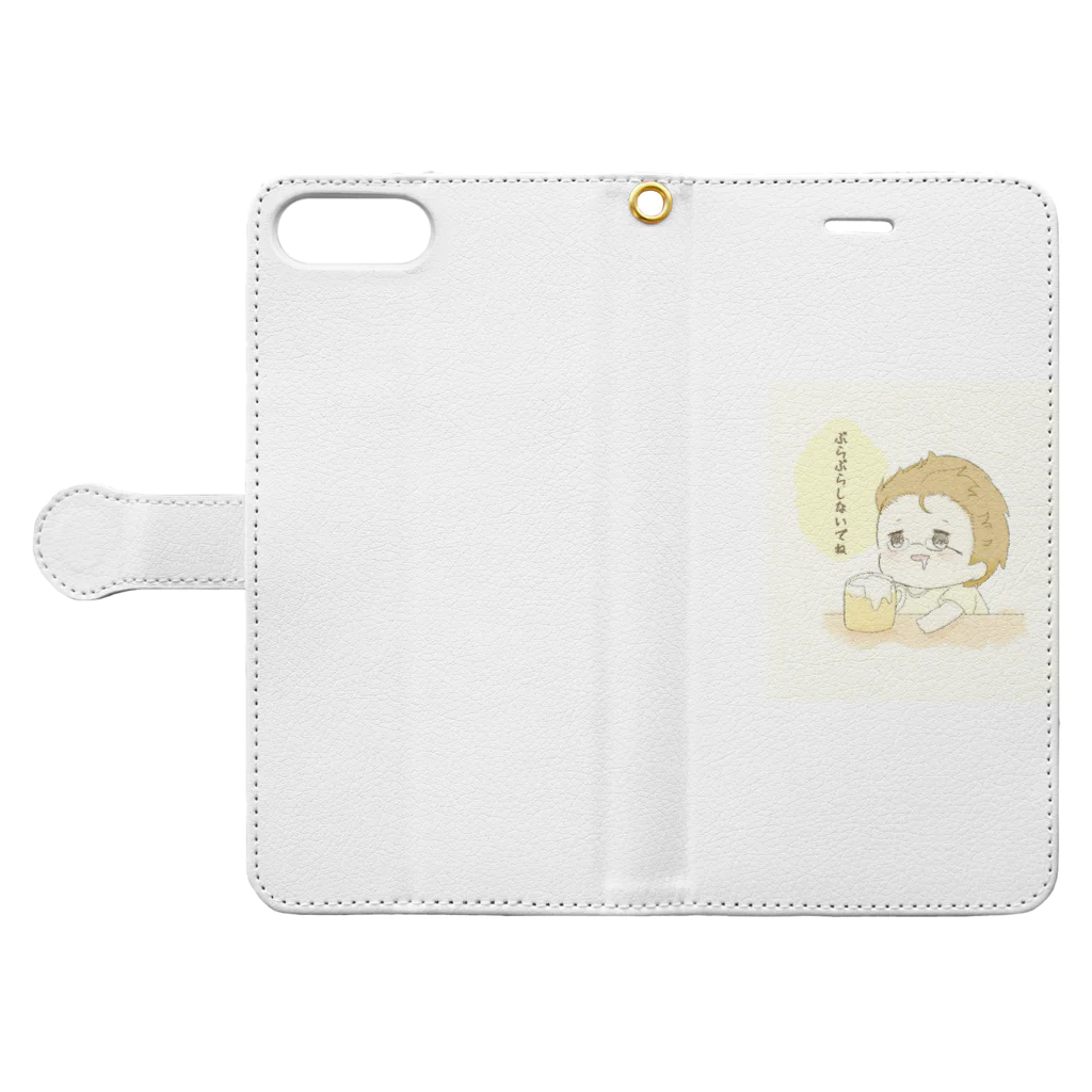 あじょ.のぶらぶらしないでね Book-Style Smartphone Case:Opened (outside)