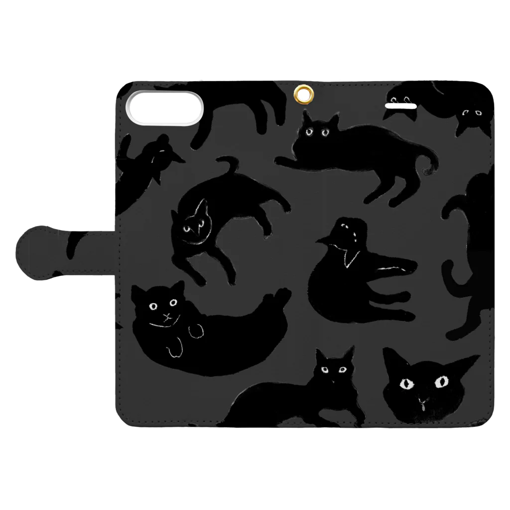 キムラトモミの黒猫倶楽部 Book-Style Smartphone Case:Opened (outside)