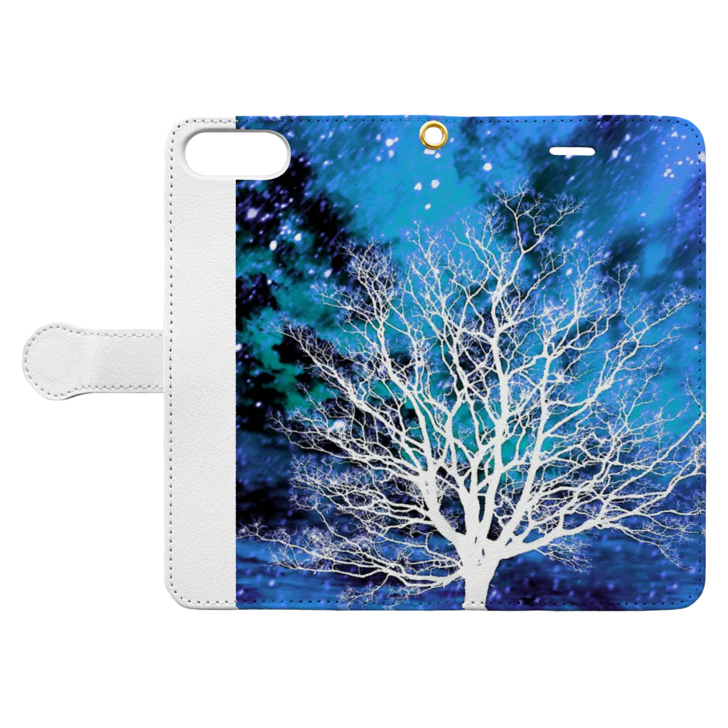 MIZNIZMのBluesky★01 Book-Style Smartphone Case:Opened (outside)