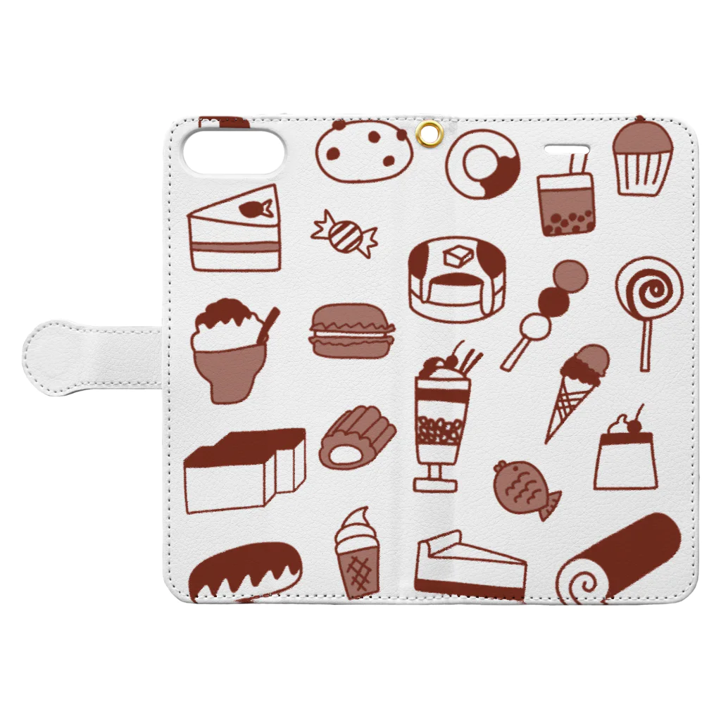 麦畑のスイーツ大好き Book-Style Smartphone Case:Opened (outside)