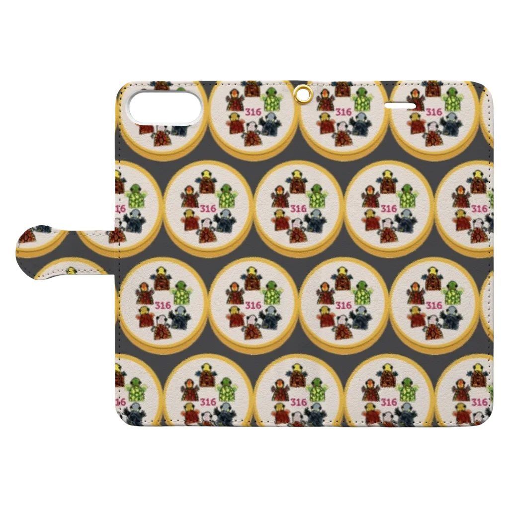 316(MIHIRO)の亀ンズ③ Book-Style Smartphone Case:Opened (outside)