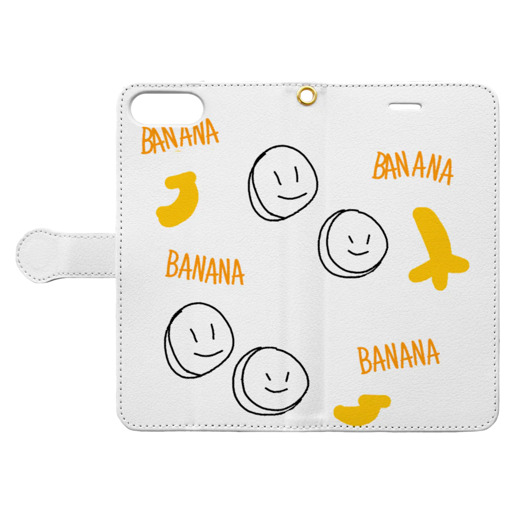 R_RのBANANA 手帳型スマホケースを開いた場合(外側)