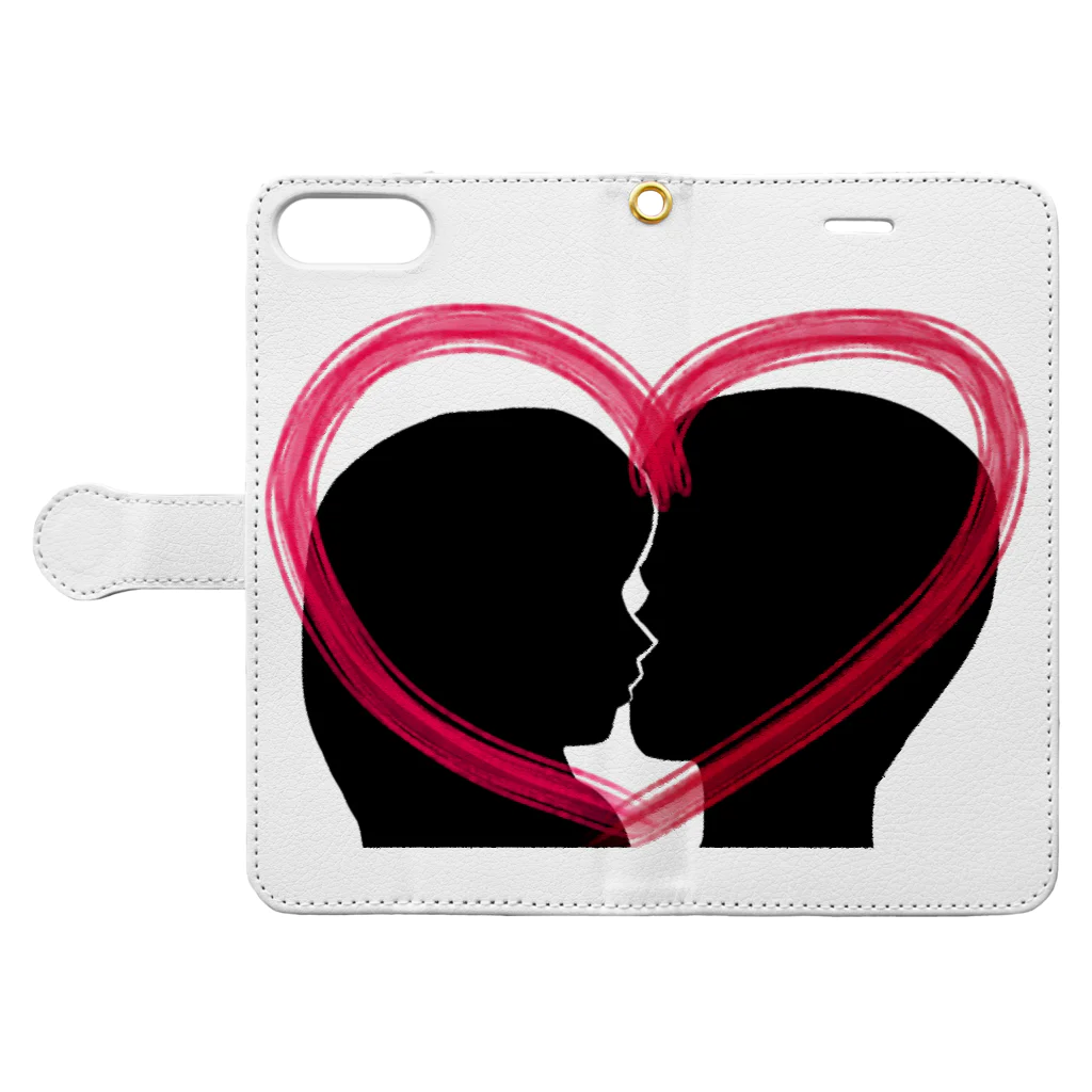 Lily bird（リリーバード）のSilhouette of kiss with heart♥② Book-Style Smartphone Case:Opened (outside)