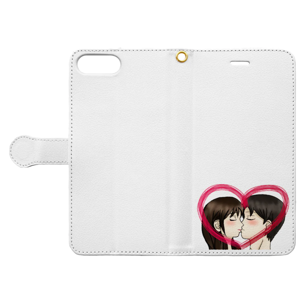 Lily bird（リリーバード）のKiss with heart♥ Book-Style Smartphone Case:Opened (outside)