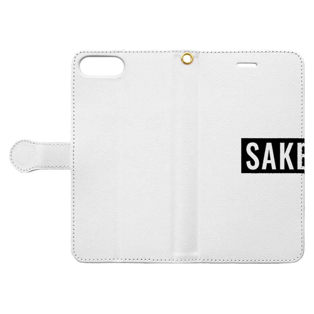 kozukuzukzのSAKE（ロゴ風） Book-Style Smartphone Case:Opened (outside)