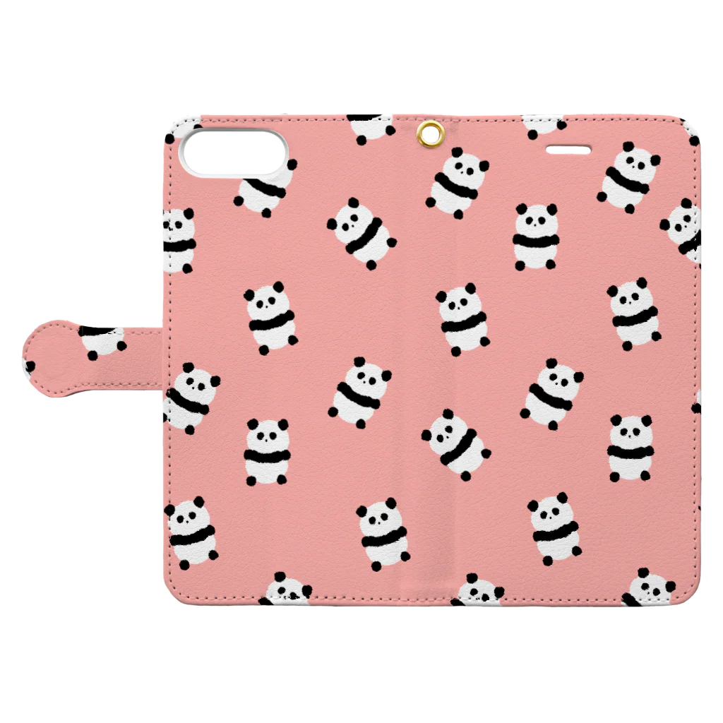 あゆかんのたくさんパンダ(ピンク） Book-Style Smartphone Case:Opened (outside)