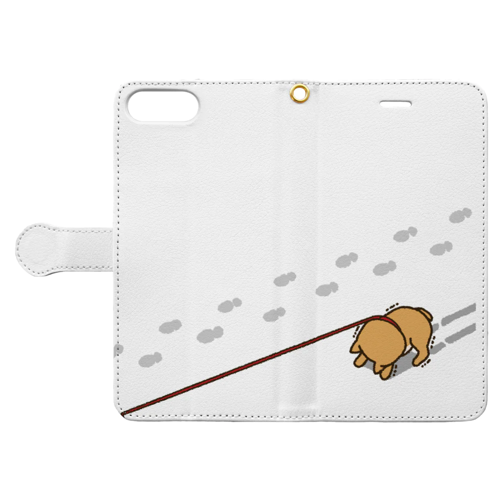 semioticaの雪のイヤイヤ柴犬 Book-Style Smartphone Case:Opened (outside)