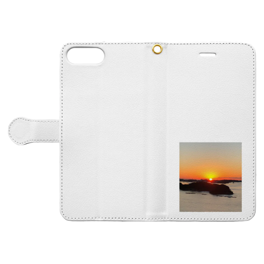 ル.ボヌールの海と夕陽 Book-Style Smartphone Case:Opened (outside)