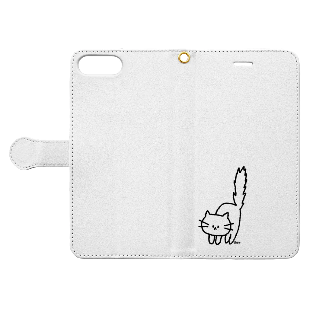 himetaroの気が立っているねこ Book-Style Smartphone Case:Opened (outside)