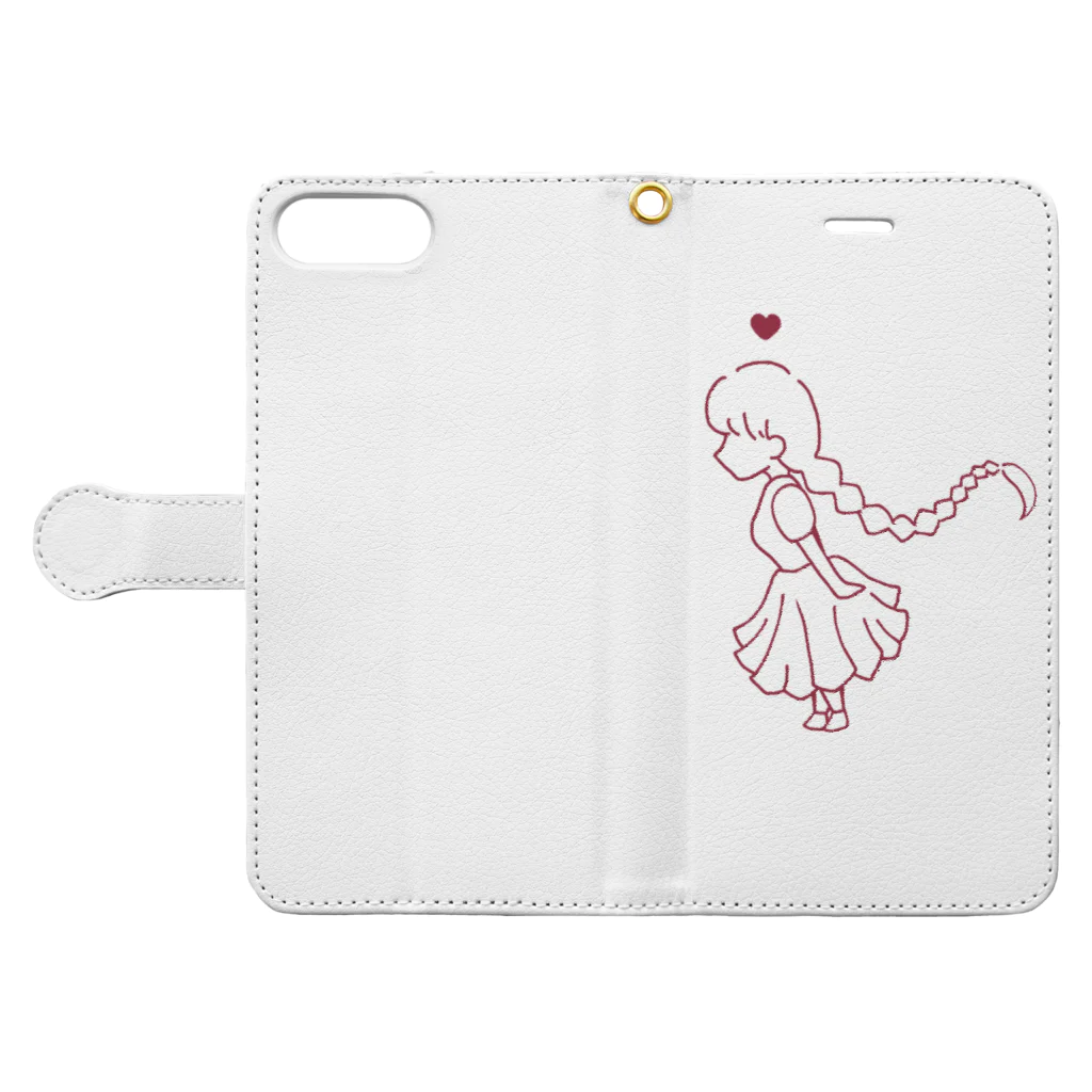 no_knkmの女の子1  手帳型スマホケース Book-Style Smartphone Case:Opened (outside)