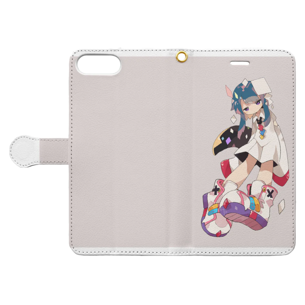 うえのみぎのひしがたちゃん Book-Style Smartphone Case:Opened (outside)