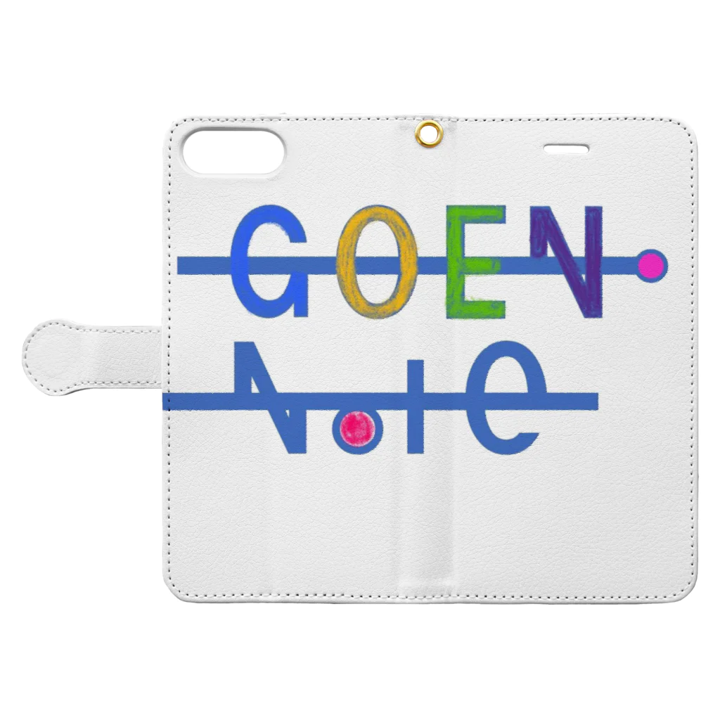 GOEN.NoteのGOEN.Noteロゴ入りグッズ 手帳型スマホケースを開いた場合(外側)