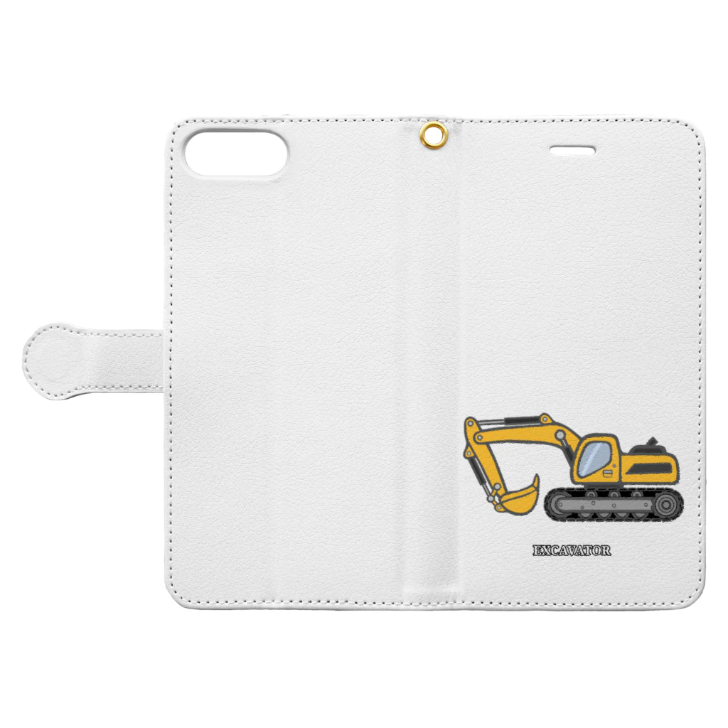 GREAT 7のショベルカー Book-Style Smartphone Case:Opened (outside)