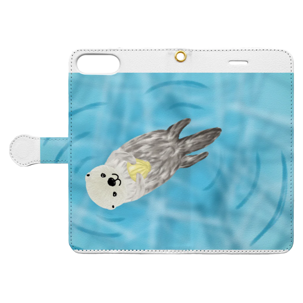 Lily bird（リリーバード）のぷかぷかラッコ 横向き② Book-Style Smartphone Case:Opened (outside)