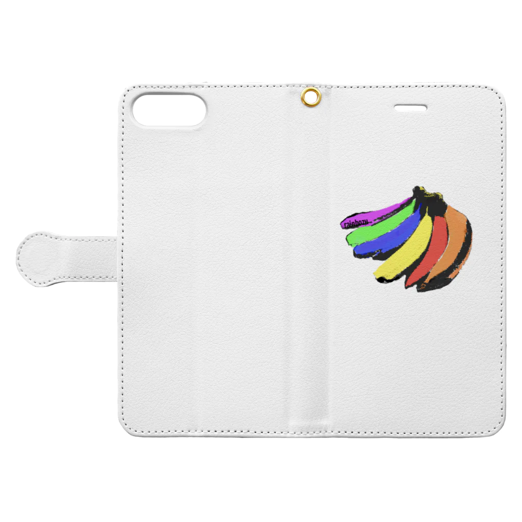 rainbozuのレインボーバナナ Book-Style Smartphone Case:Opened (outside)