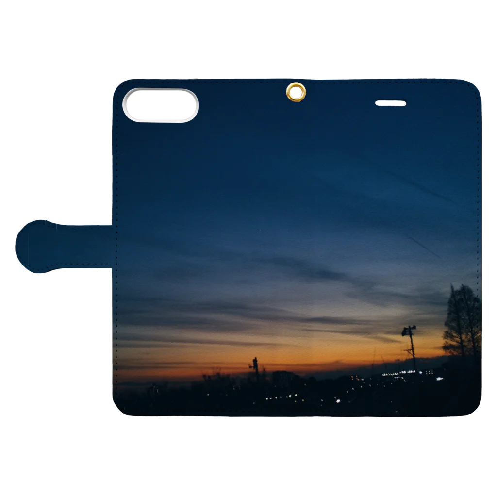 ao1soraの夕暮れと飛行機雲 Book-Style Smartphone Case:Opened (outside)