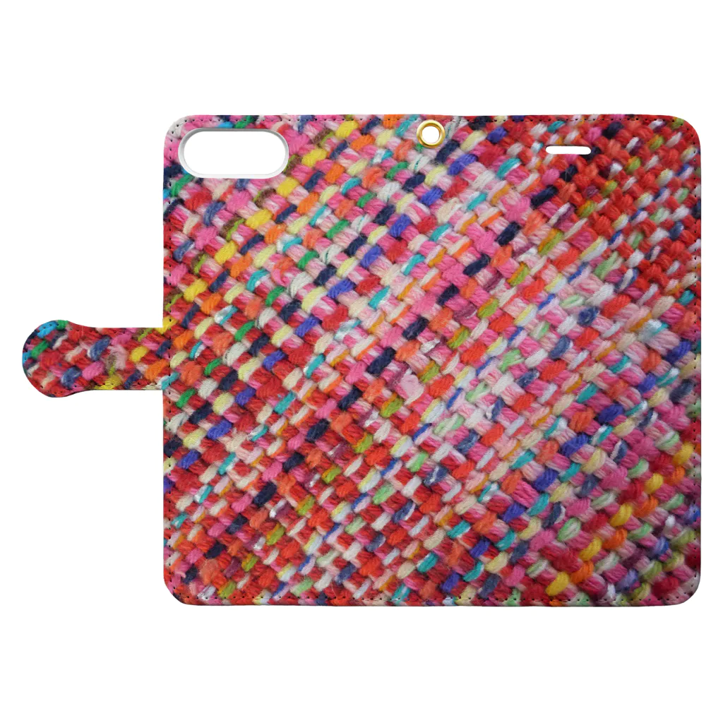 Hana Sungo　はなさんごのHand weaving-RED Book-Style Smartphone Case:Opened (outside)